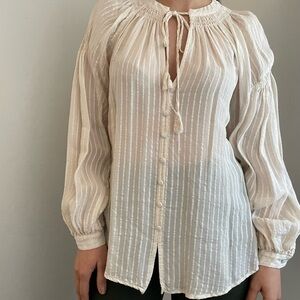 Like New Cream Flowy Mango Shirt – Worn Only Once